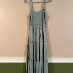 SHEIN Light Blue Green Tiered Maxi Dress